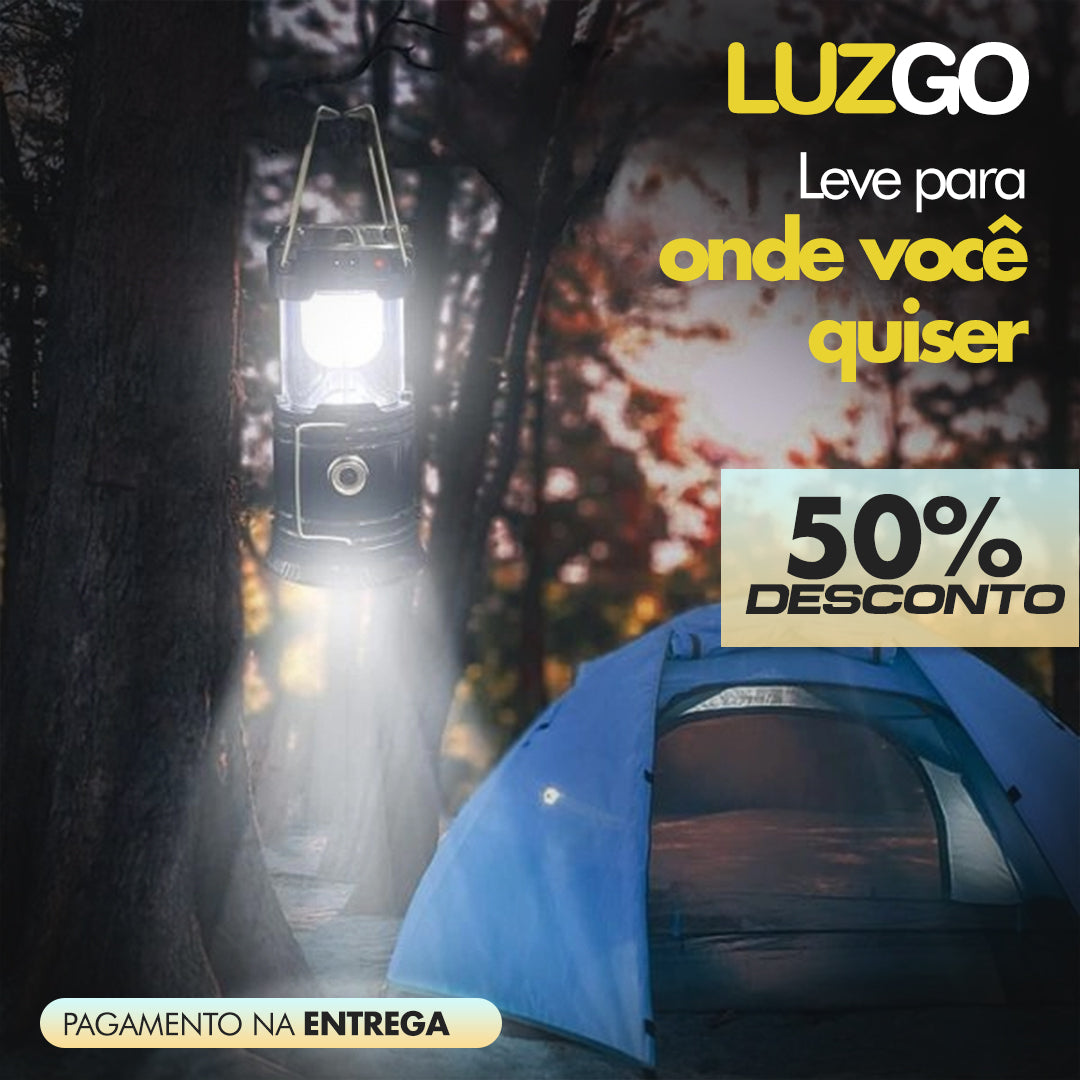 LuzGo – Lâmpada solar recarregável 2 em 1 para campismo e emergências