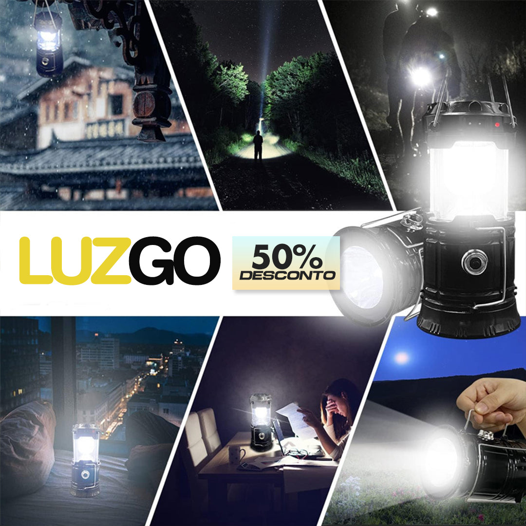 LuzGo – Lâmpada solar recarregável 2 em 1 para campismo e emergências