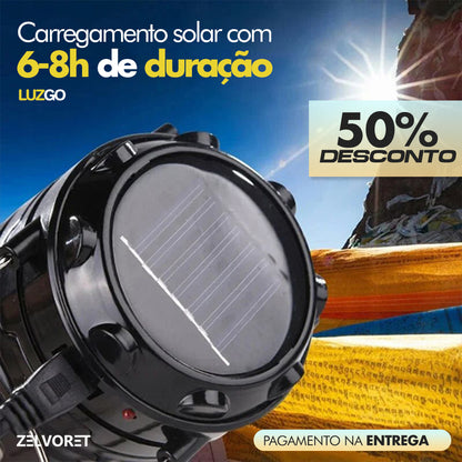 LuzGo – Lâmpada solar recarregável 2 em 1 para campismo e emergências
